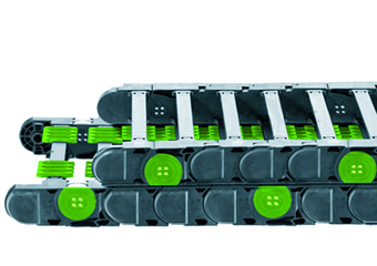 Roller e-chain system capable of carrying longer lengths